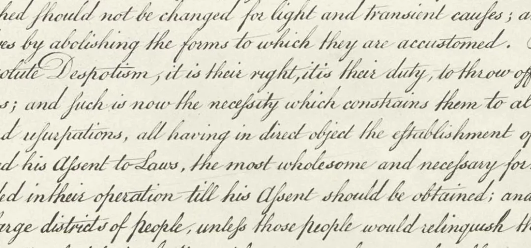 Fragmento de la declaración de independencia de los estados unidos
